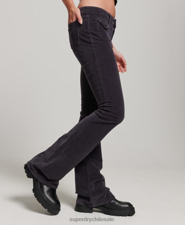 mujer Superdry negro vaqueros acampanados de terciopelo de tiro bajo 2R68Z2596