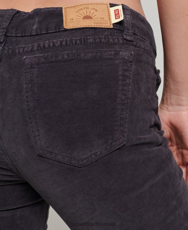 mujer Superdry negro vaqueros acampanados de terciopelo de tiro bajo 2R68Z2596