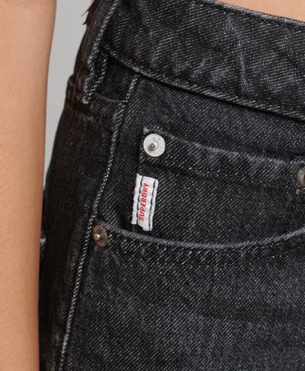 mujer Superdry negro vaqueros anchos de algodón orgánico 2R68Z3886