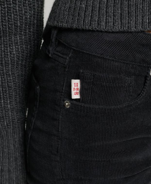 mujer Superdry negro vaqueros pitillo acampanados de tiro medio 2R68Z2311