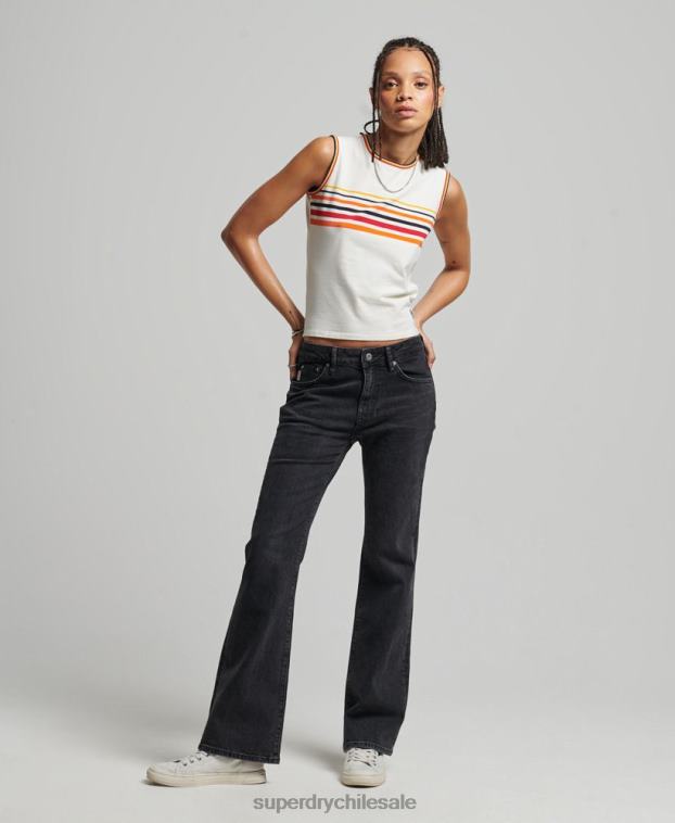 mujer Superdry negro vaqueros pitillo acampanados de tiro medio de algodón orgánico 2R68Z3876