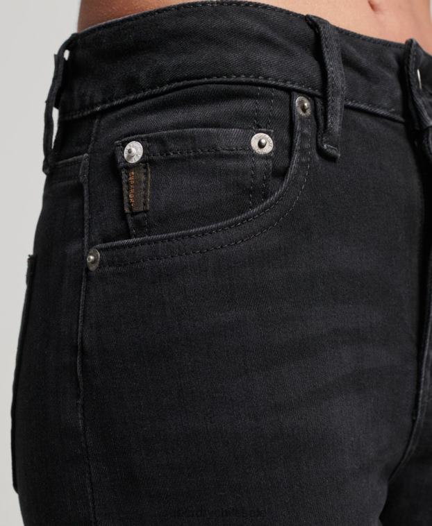 mujer Superdry negro vaqueros pitillo de tiro alto de algodón orgánico 2R68Z3870