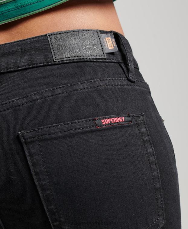 mujer Superdry negro vaqueros pitillo de tiro alto de algodón orgánico 2R68Z3870