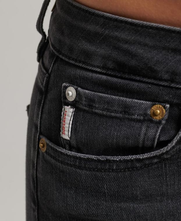 mujer Superdry negro vaqueros pitillo de tiro alto de algodón orgánico 2R68Z3889