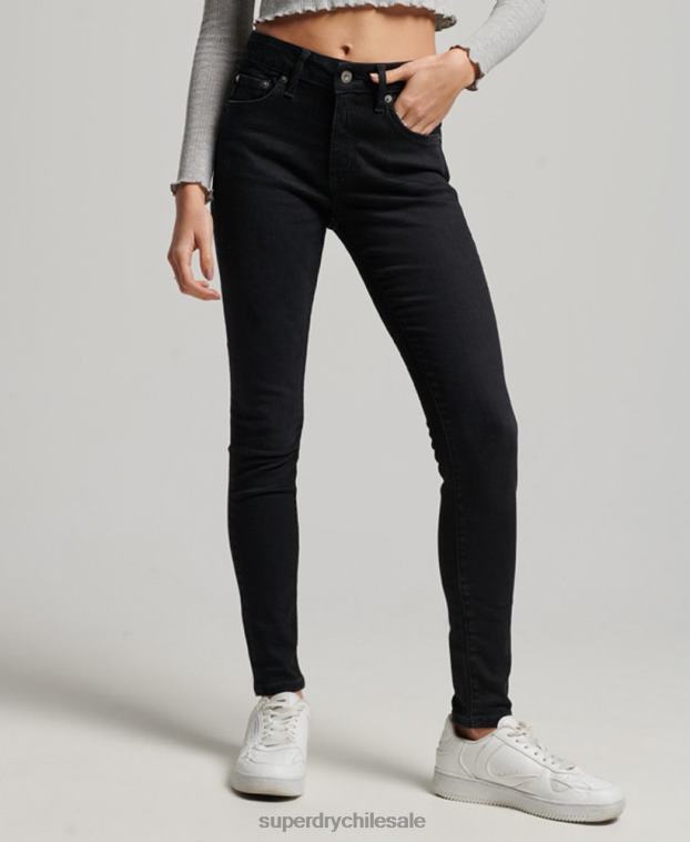 mujer Superdry negro vaqueros pitillo vintage de tiro medio de algodón orgánico 2R68Z3882