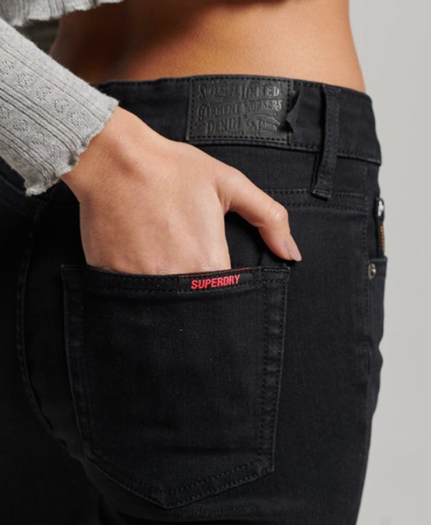 mujer Superdry negro vaqueros pitillo vintage de tiro medio de algodón orgánico 2R68Z3882