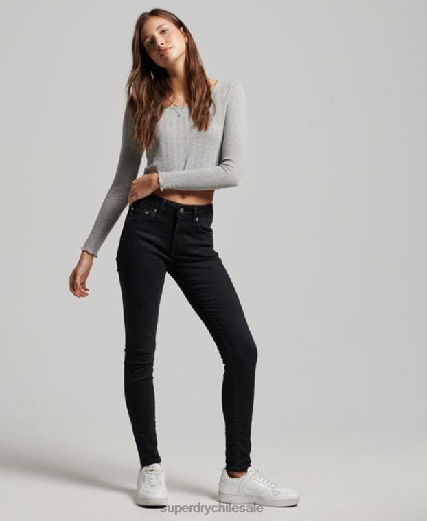mujer Superdry negro vaqueros pitillo vintage de tiro medio de algodón orgánico 2R68Z3882