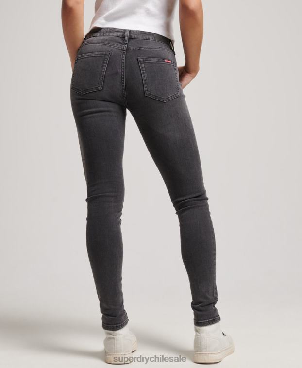mujer Superdry negro vaqueros pitillo vintage de tiro medio de algodón orgánico 2R68Z3885