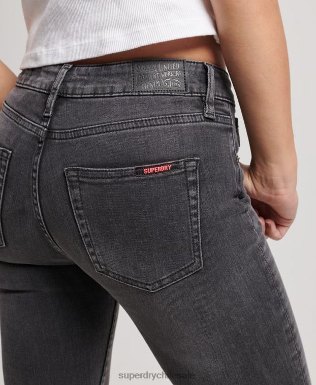 mujer Superdry negro vaqueros pitillo vintage de tiro medio de algodón orgánico 2R68Z3885