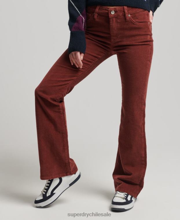 mujer Superdry rojo vaqueros pitillo acampanados de tiro medio 2R68Z2598