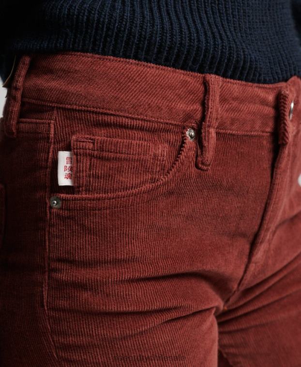 mujer Superdry rojo vaqueros pitillo acampanados de tiro medio 2R68Z2598