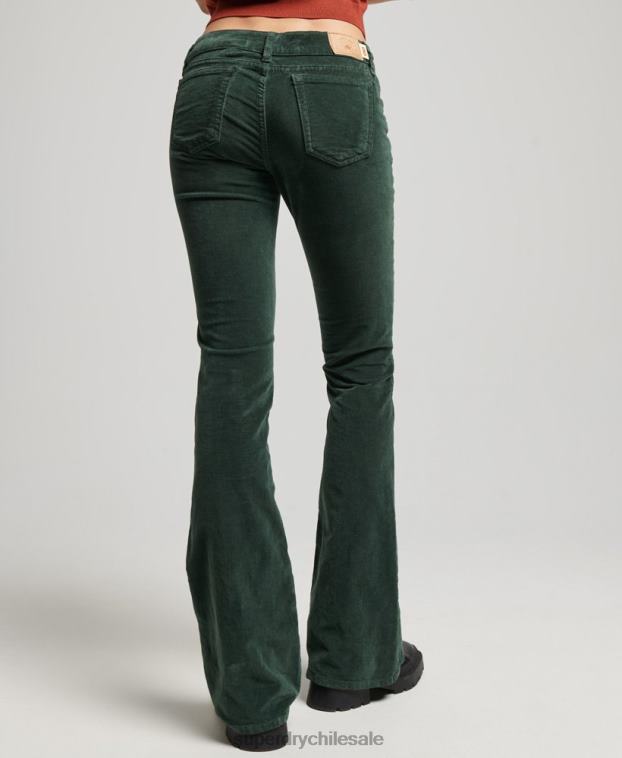 mujer Superdry verde vaqueros acampanados de terciopelo de tiro bajo 2R68Z2597
