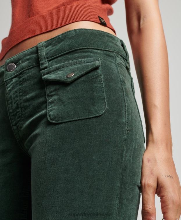 mujer Superdry verde vaqueros acampanados de terciopelo de tiro bajo 2R68Z2597