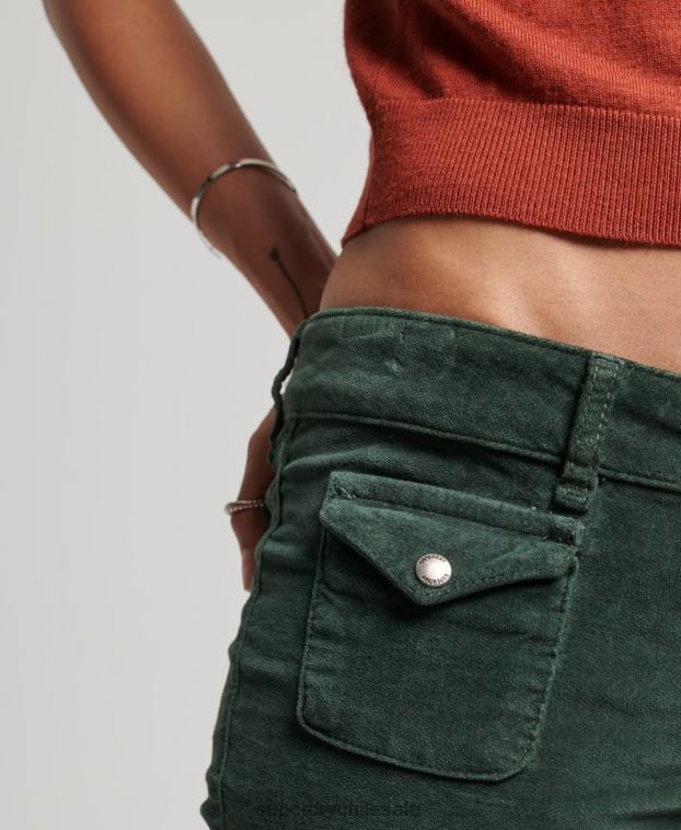 mujer Superdry verde vaqueros acampanados de terciopelo de tiro bajo 2R68Z2597