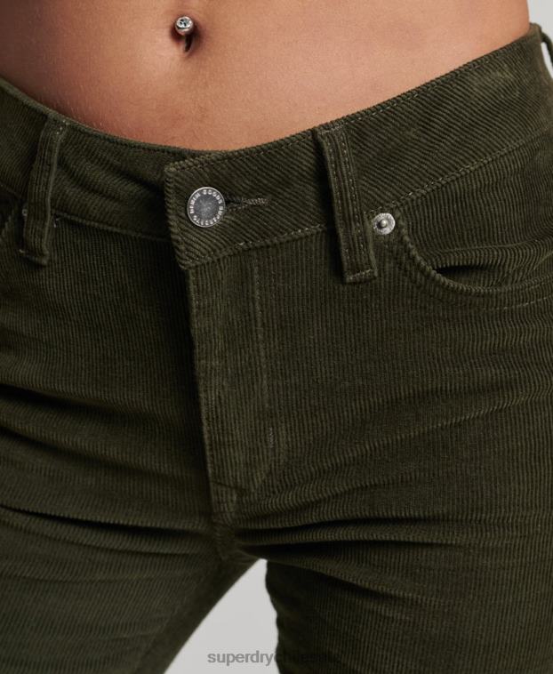 mujer Superdry verde vaqueros pitillo acampanados de tiro medio 2R68Z2580