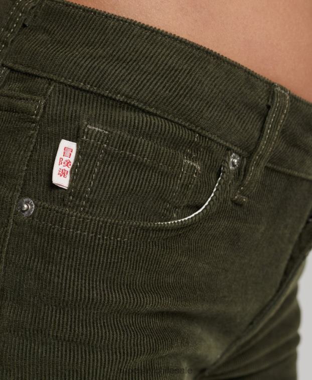 mujer Superdry verde vaqueros pitillo acampanados de tiro medio 2R68Z2580