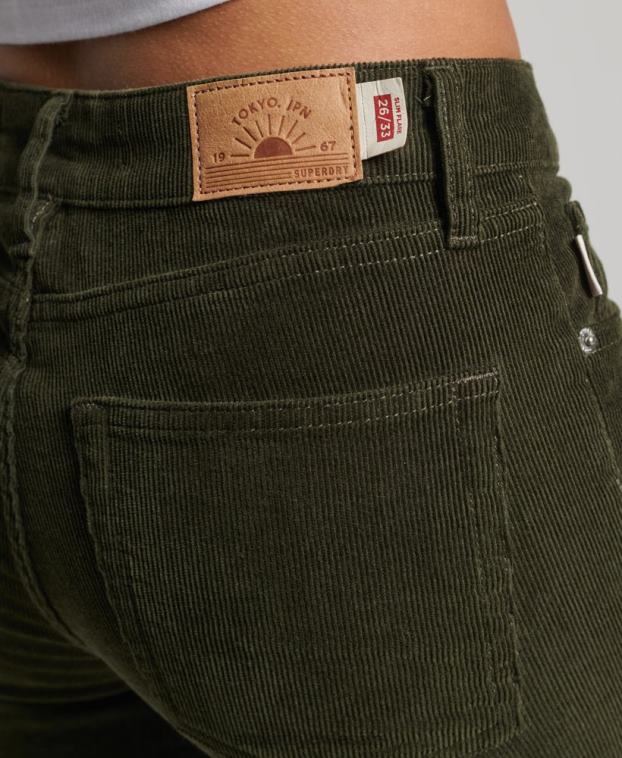 mujer Superdry verde vaqueros pitillo acampanados de tiro medio 2R68Z2580