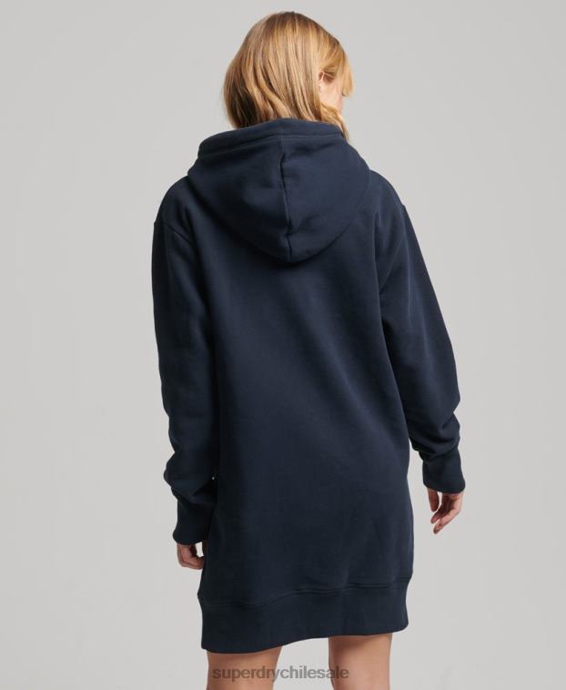 mujer Superdry Armada vestido con capucha y logo vintage de algodón orgánico 2R68Z2515