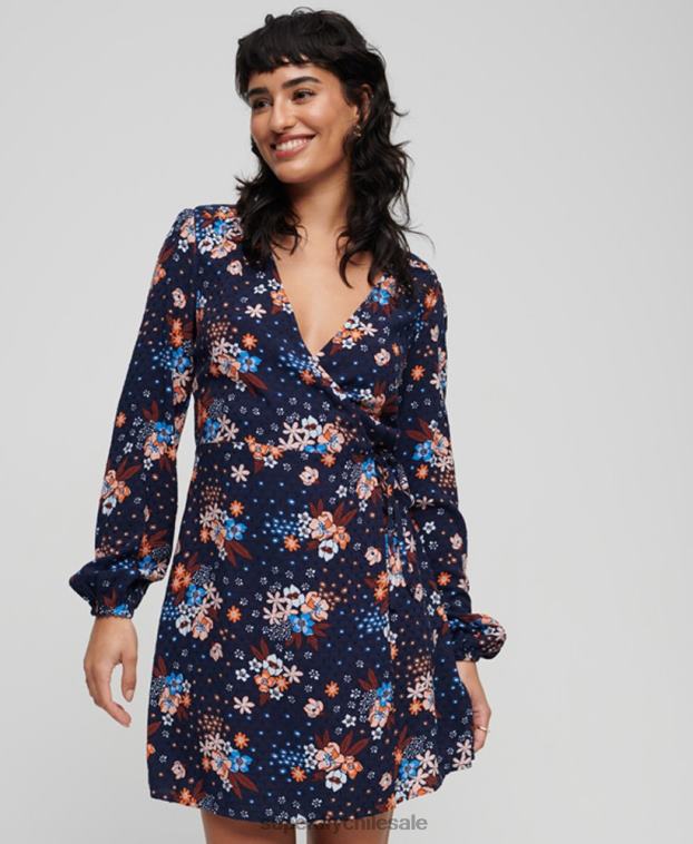 mujer Superdry Armada vestido corto cruzado estampado 2R68Z2411
