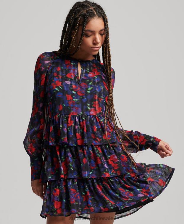 mujer Superdry Armada vestido de manga larga con volantes 2R68Z2520