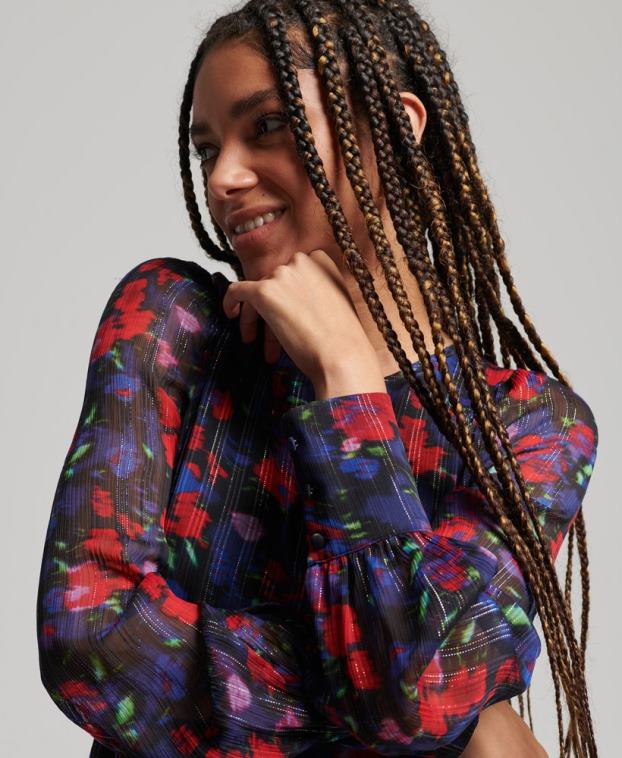 mujer Superdry Armada vestido de manga larga con volantes 2R68Z2520