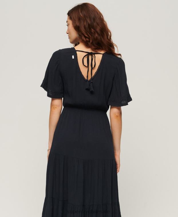 mujer Superdry Armada vestido midi con capas bordadas 2R68Z2236