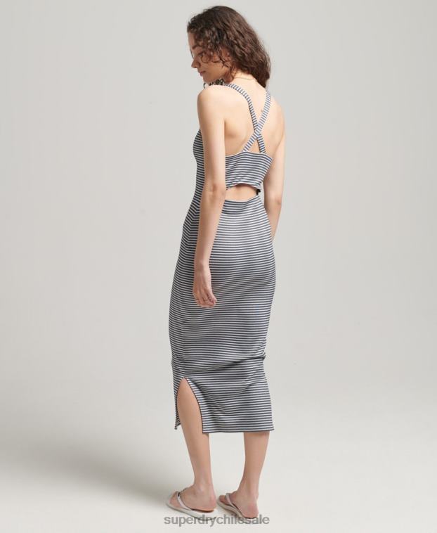 mujer Superdry Armada vestido midi con tirantes en la espalda 2R68Z2538