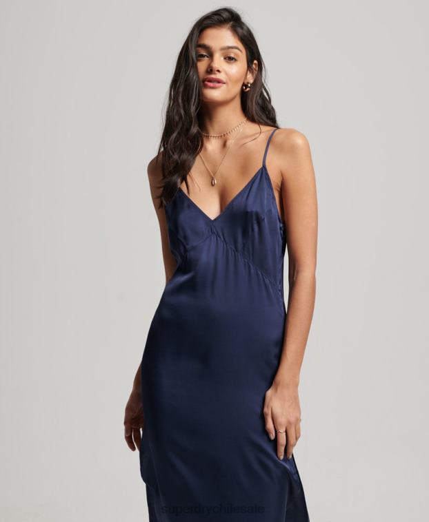 mujer Superdry Armada vestido midi de tirantes de satén 2R68Z2402