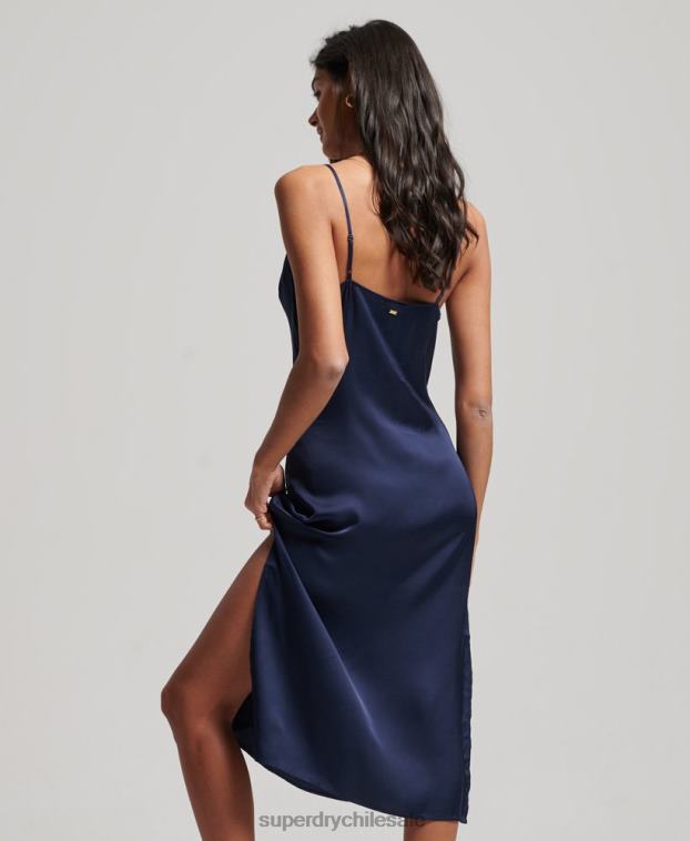 mujer Superdry Armada vestido midi de tirantes de satén 2R68Z2402