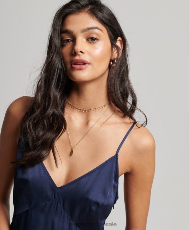 mujer Superdry Armada vestido midi de tirantes de satén 2R68Z2402