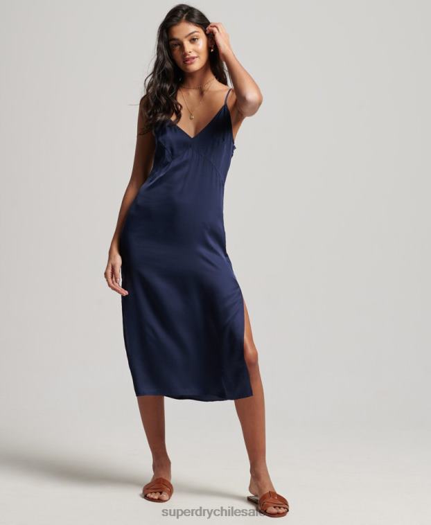 mujer Superdry Armada vestido midi de tirantes de satén 2R68Z2402
