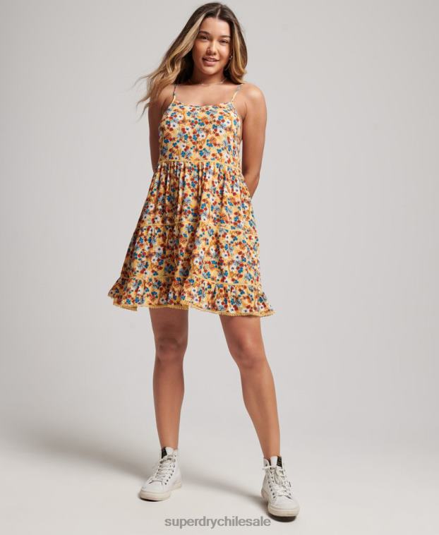 mujer Superdry amarillo mini vestido camisero de playa 2R68Z2363