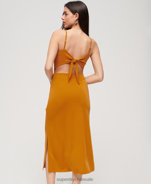 mujer Superdry amarillo vestido de punto con espalda abierta 2R68Z2044