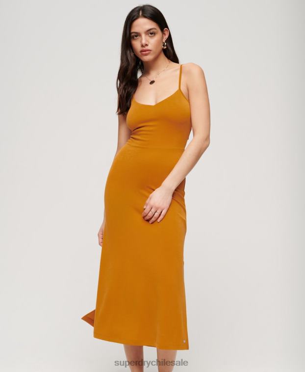 mujer Superdry amarillo vestido de punto con espalda abierta 2R68Z2044