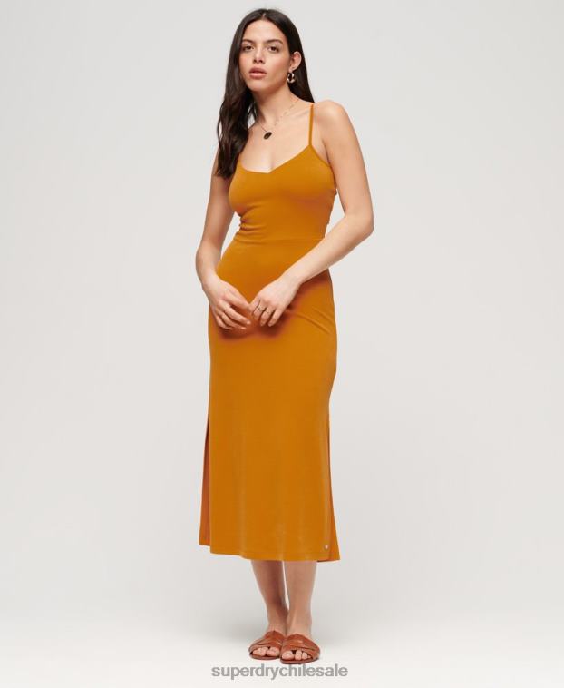 mujer Superdry amarillo vestido de punto con espalda abierta 2R68Z2044