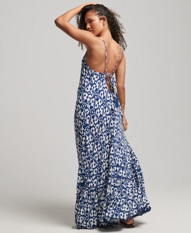 mujer Superdry azul vestido camisero largo 2R68Z2380