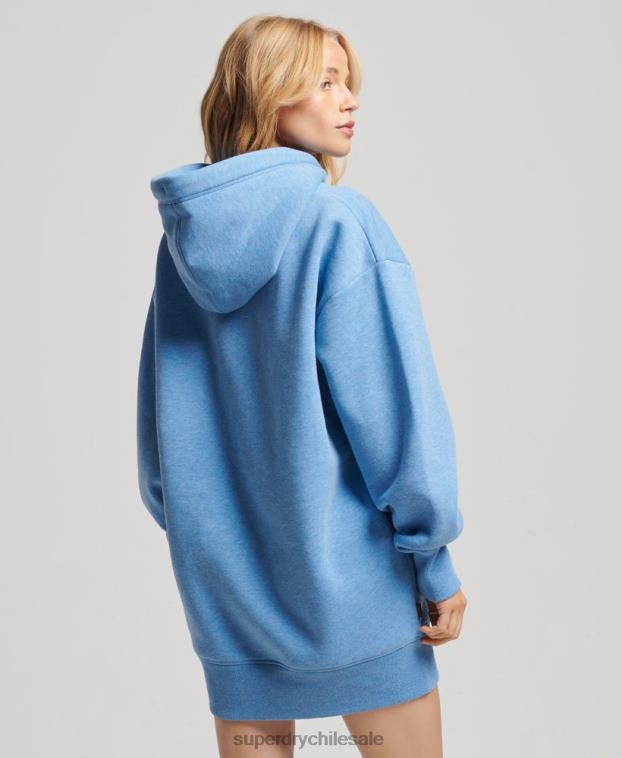 mujer Superdry azul vestido estilo sudadera de algodón orgánico con logo bordado 2R68Z2464