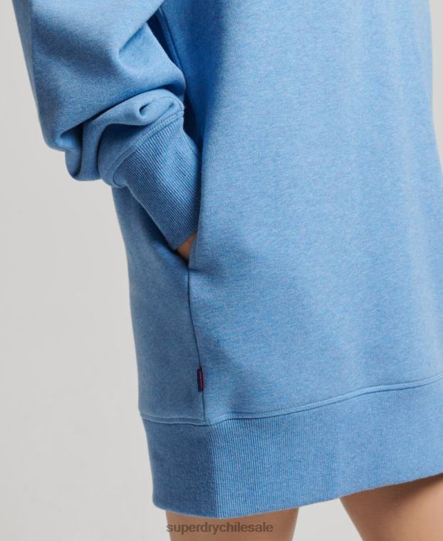 mujer Superdry azul vestido estilo sudadera de algodón orgánico con logo bordado 2R68Z2464