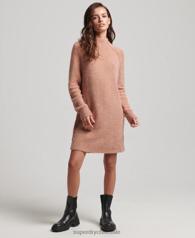 mujer Superdry beige vestido de cuello alto 2R68Z2439