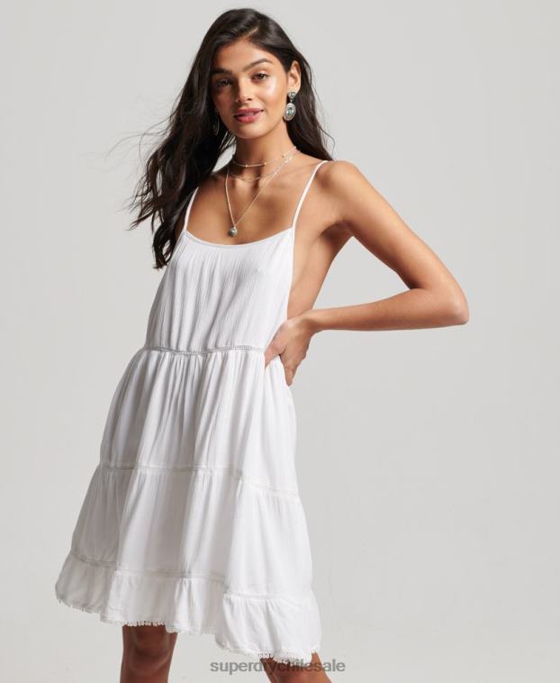 mujer Superdry blanco mini vestido camisero de playa 2R68Z2413