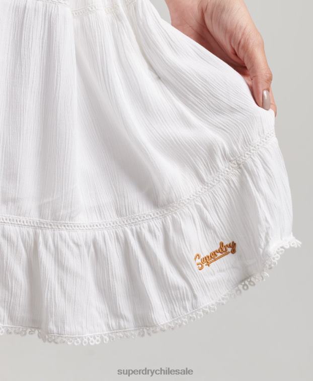 mujer Superdry blanco mini vestido camisero de playa 2R68Z2413