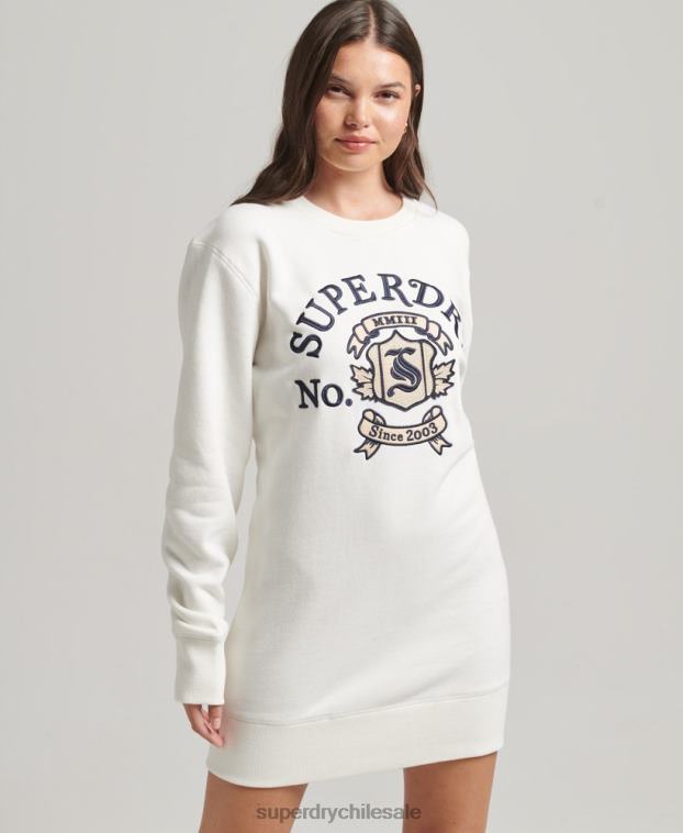 mujer Superdry blanco orgullo en el vestido artesanal con cuello redondo 2R68Z2457