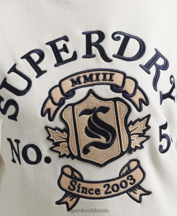 mujer Superdry blanco orgullo en el vestido artesanal con cuello redondo 2R68Z2457