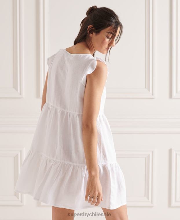 mujer Superdry blanco vestido a capas Tinsley 2R68Z2514