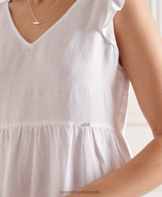 mujer Superdry blanco vestido a capas Tinsley 2R68Z2514