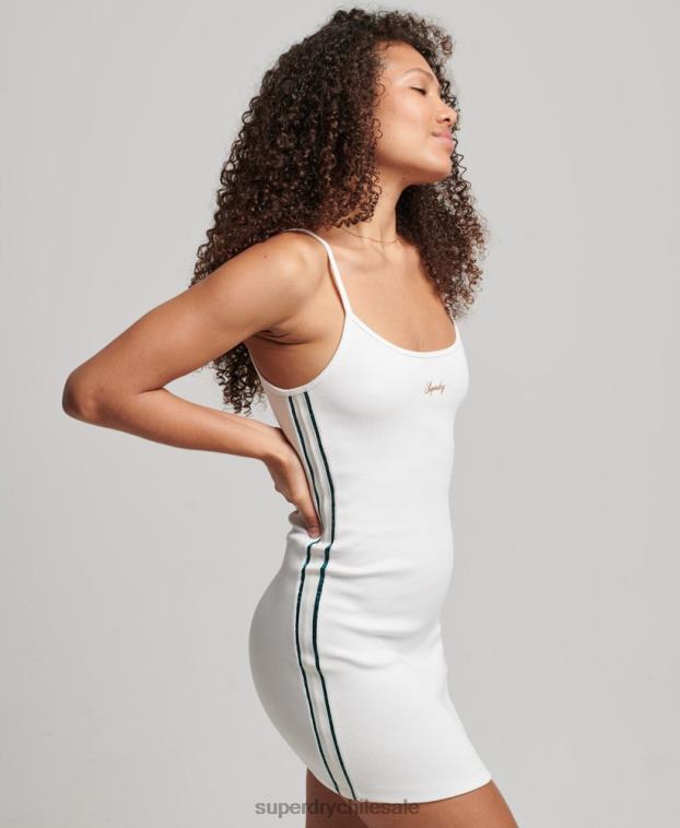 mujer Superdry blanco vestido con tiras y logo 2R68Z2458