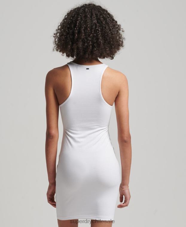 mujer Superdry blanco vestido corto de corredor de jersey 2R68Z2453