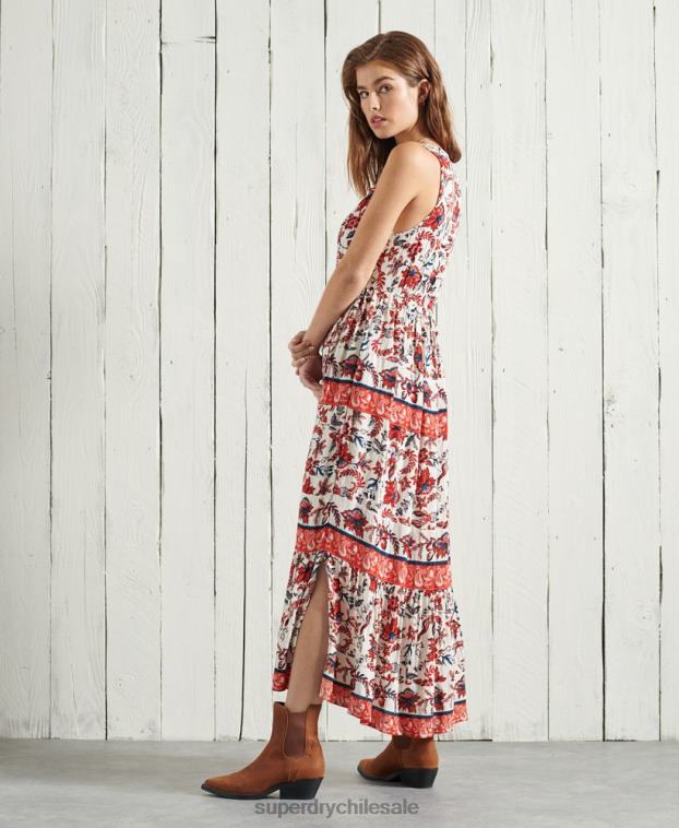 mujer Superdry blanco vestido largo luci 2R68Z6783