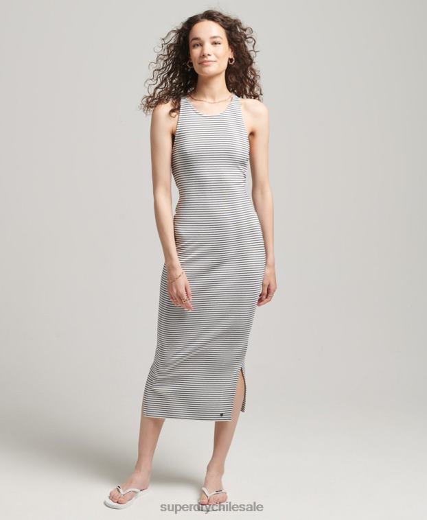 mujer Superdry blanco vestido midi con tirantes en la espalda 2R68Z2530