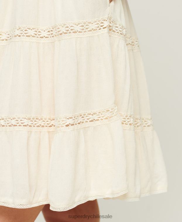 mujer Superdry crema vestido camisero alana 2R68Z2370